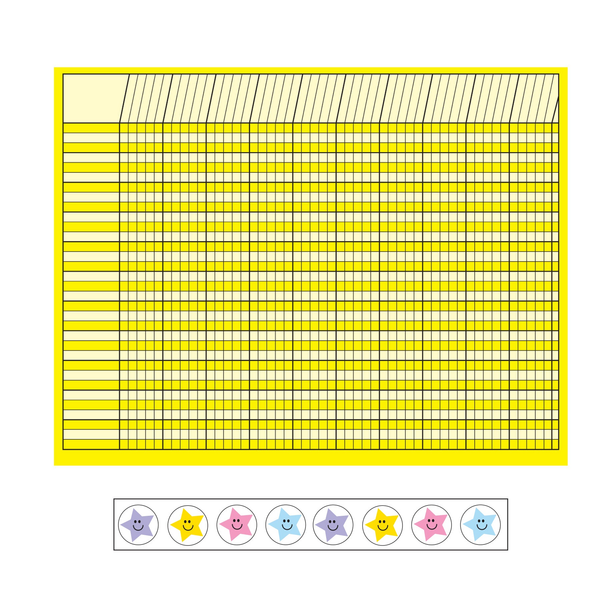 4 Piece Classroom Incentive Chart and Sticker Set Horizontal Yellow