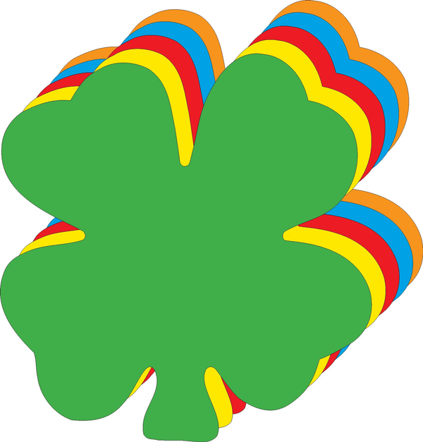 Large Assorted Color Creative Foam Cut-Outs Four Leaf Clover