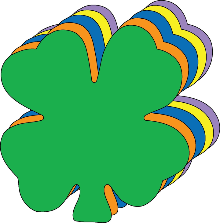 Four Leaf Clover Assorted Color Creative Cut-Outs 3"