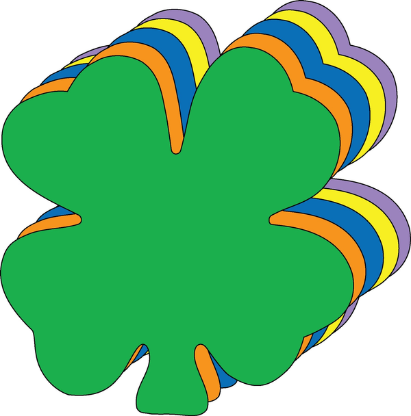 Four Leaf Clover Assorted Color Creative Cut-Outs 5.5"