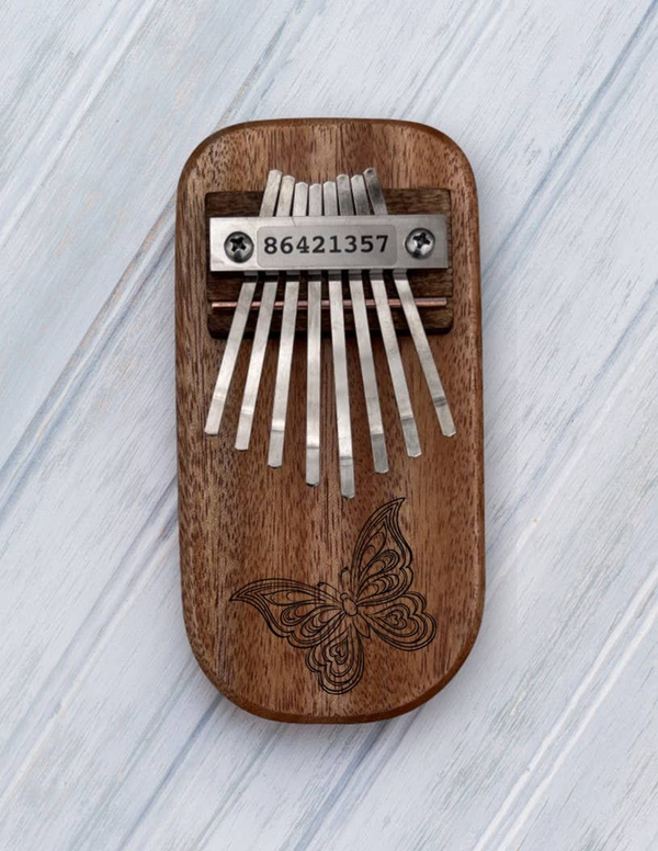 Butterfly Engraved Thumb Piano Pentatonic Cedar