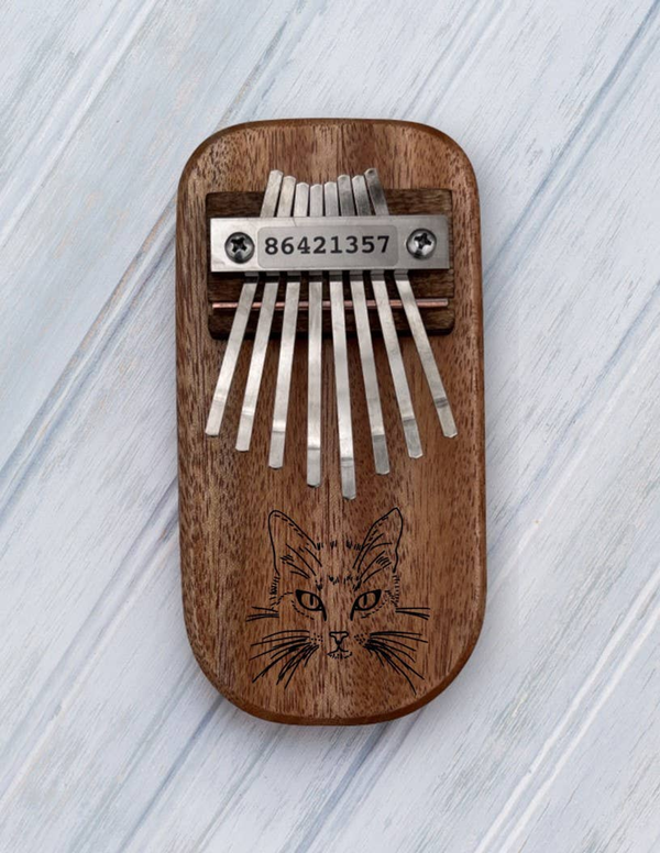 Cat Engraved Thumb Piano Low Diatonic Cedar