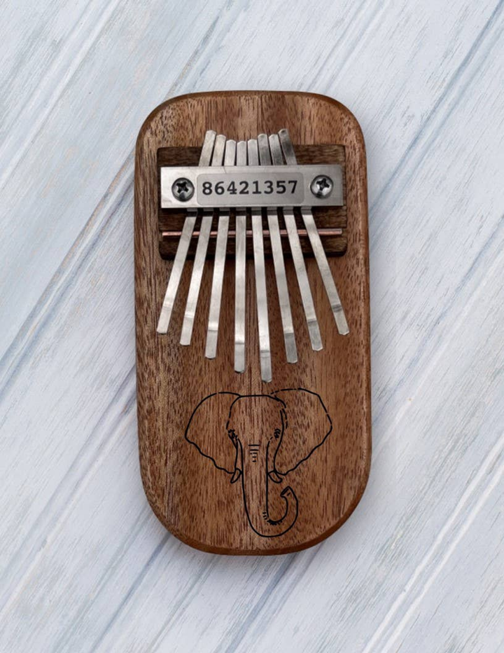 Elephant Engraved Thumb Piano Low Diatonic Cedar