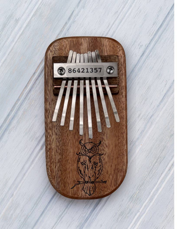 Owl Engraved Thumb Piano Low Diatonic Cedar