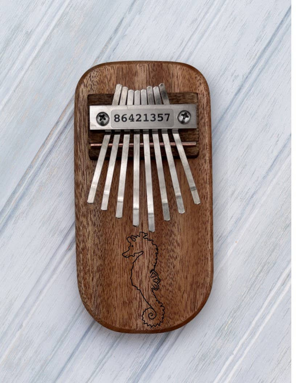 Sea Horse Engraved Thumb Piano Pentatonic Cedar