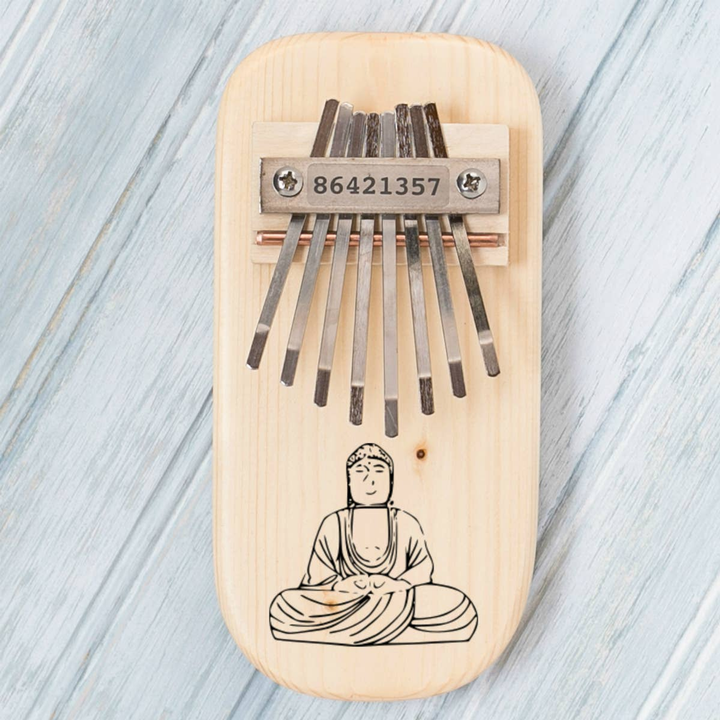 Buddha Engraved Thumb Piano Pentatonic Pine