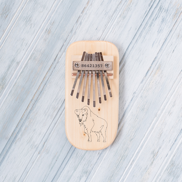 Buffalo Engraved Thumb Piano Low Diatonic Pine