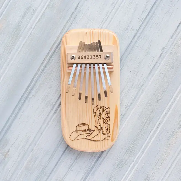 Cowboy Boots Engraved Thumb Piano Pentatonic Pine