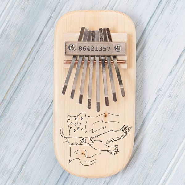 Eagle Engraved Thumb Piano Pentatonic Pine