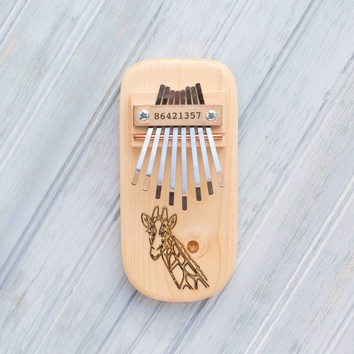 Giraffe Engraved Thumb Piano Low Diatonic Pine