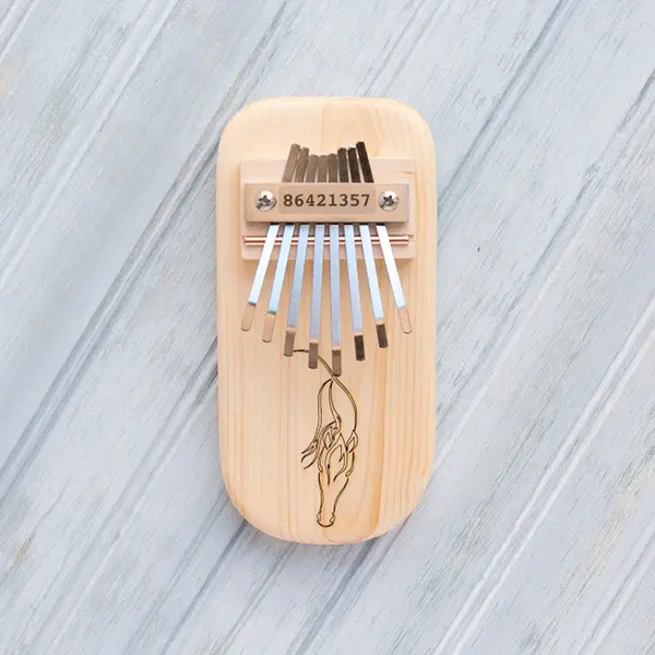 Horse Engraved Thumb Piano Pentatonic Pine