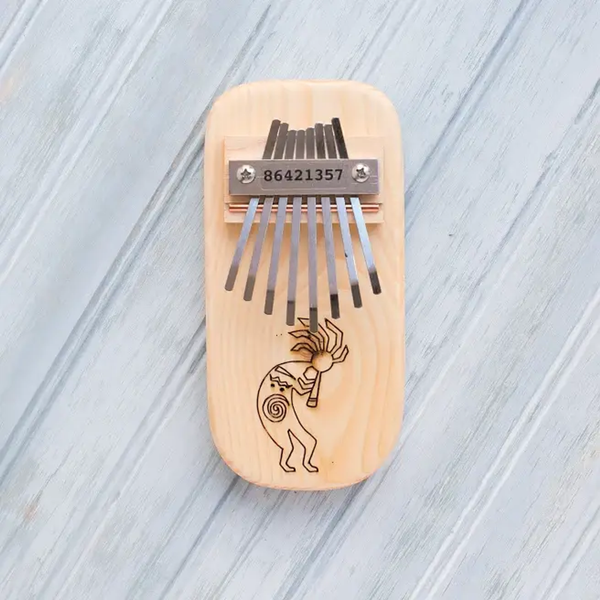 Kokopelli Engraved Thumb Piano Low Diatonic Pine