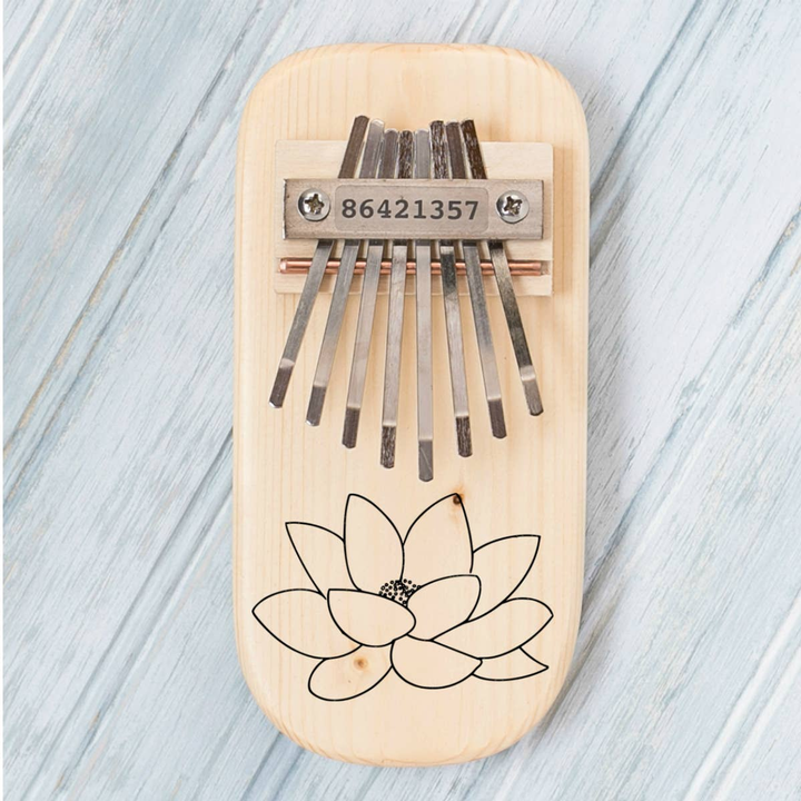 Lotus Engraved Thumb Piano Low Diatonic Pine