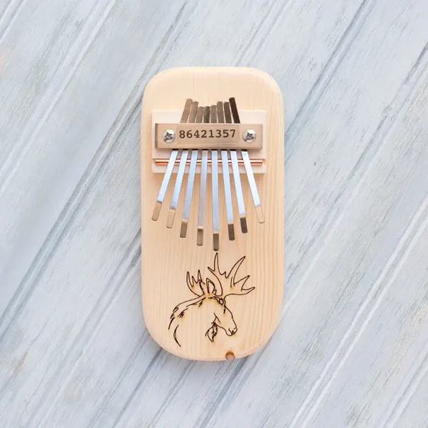 Moose Engraved Thumb Piano Pentatonic Pine