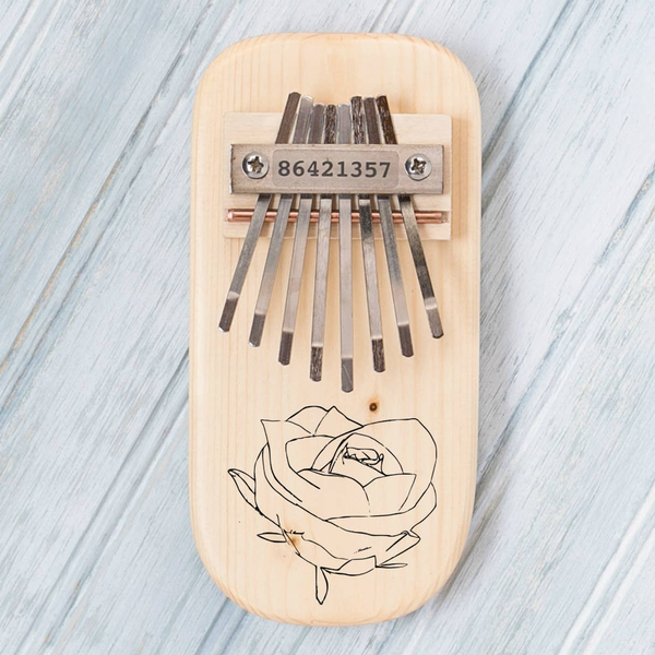 Rose Engraved Thumb Piano Pentatonic Pine