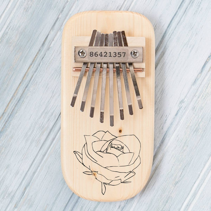 Rose Engraved Thumb Piano High Diatonic (Standard) Pine