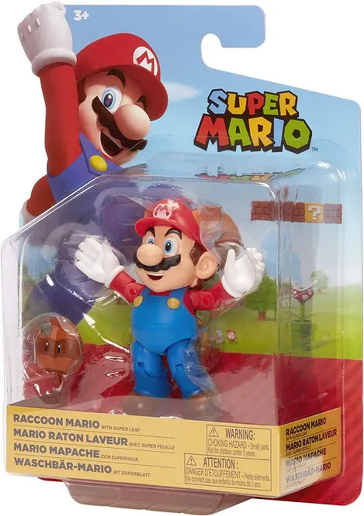 SUPER MARIO 4-Inch Action Figures Collection Raccoon Mario