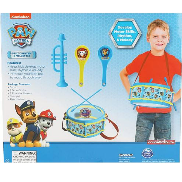 Kids Licensed 6 Piece Drum Kits Paw Patrol