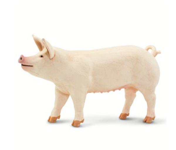 Large White Pig Figurine