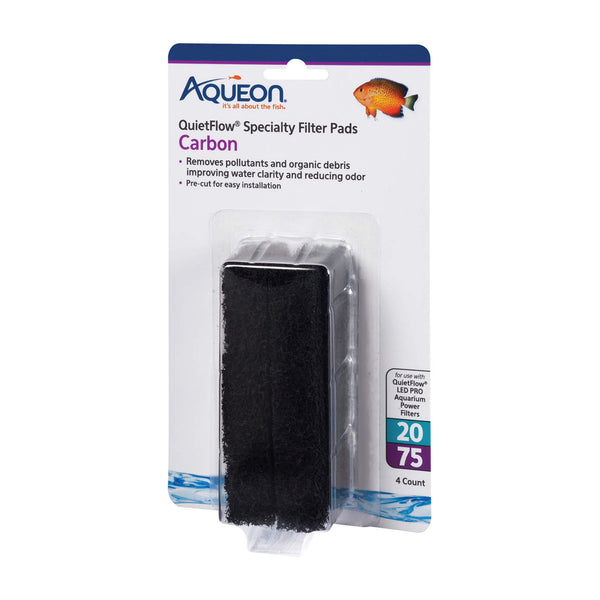 Aqueon Replacement Carbon Filter Pads Size 20/75 4 Pack