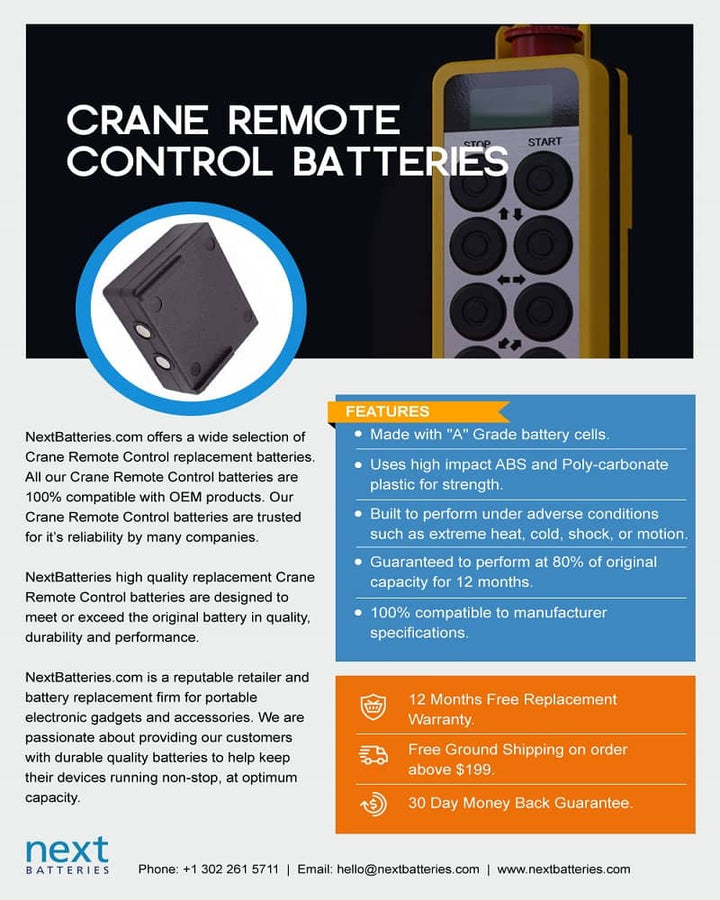 HBC Radiomatic FUB10XL Crane Remote Battery - 4