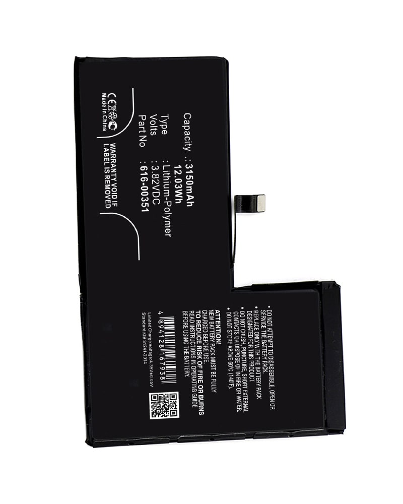 Apple 616-00351, Iphone X, Mqa52ll A Replacement Battery 3150mah Li 