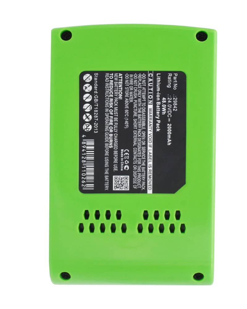 GreenWorks 29842 Battery | 2000mAh 24V Power Tool Battery ...